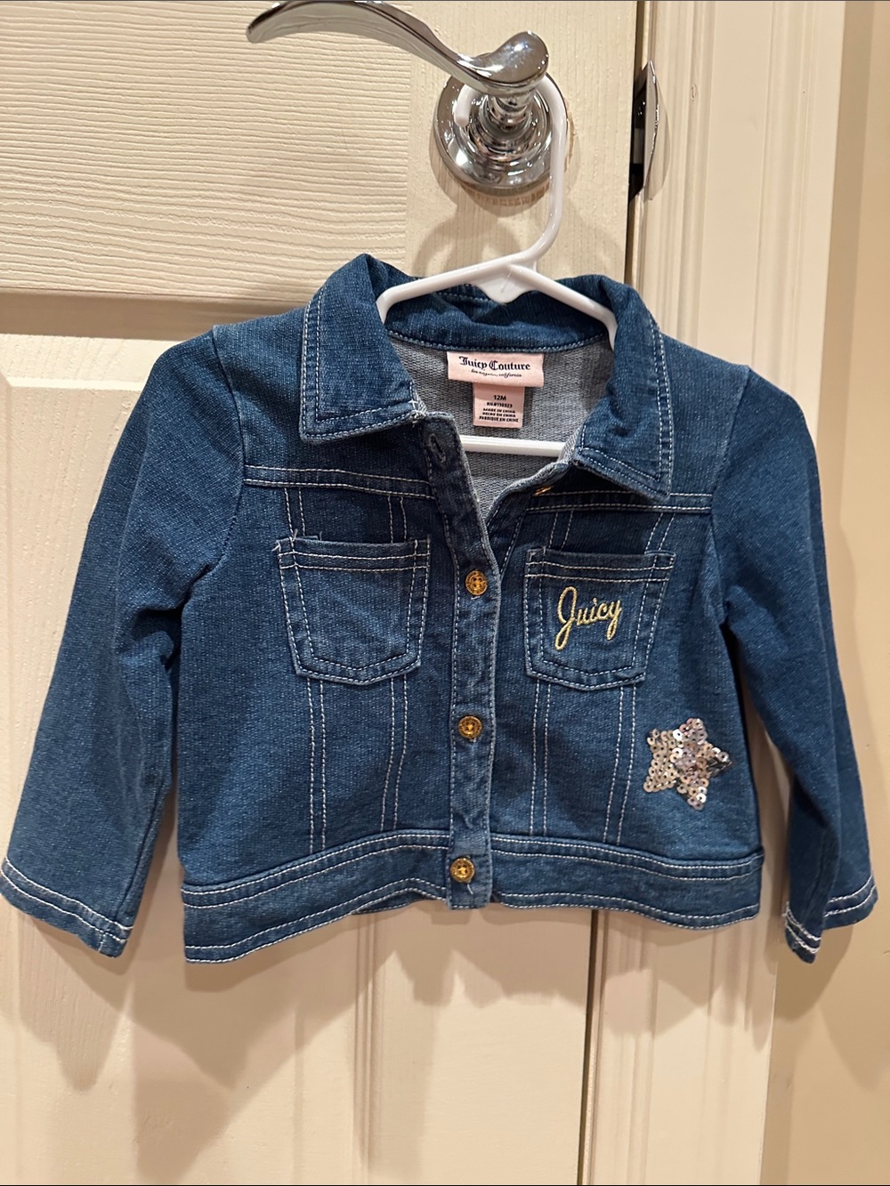 Juicy Couture Girls Blue Denim Jacket with Sequin Star